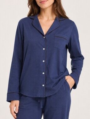 UGG Navy Blue Button Down Pajama Top Shirt